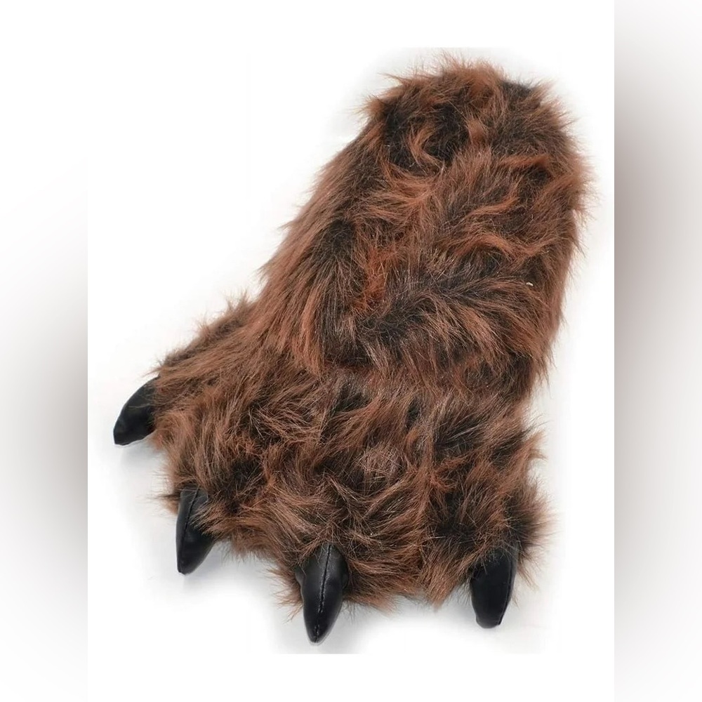Slippers Grizzly Bear Stuffed Animal Furry Claw Paw Slippers